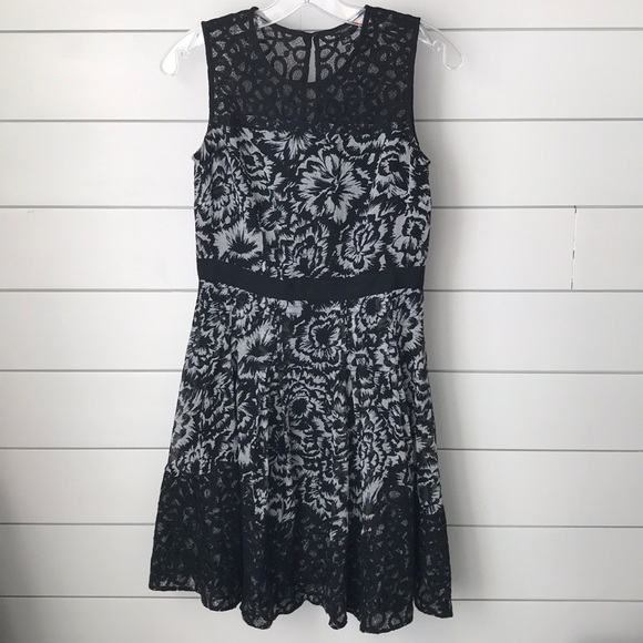 Ann Taylor Dresses & Skirts - 0 Ann Taylor B&W Floral and Lace Dress